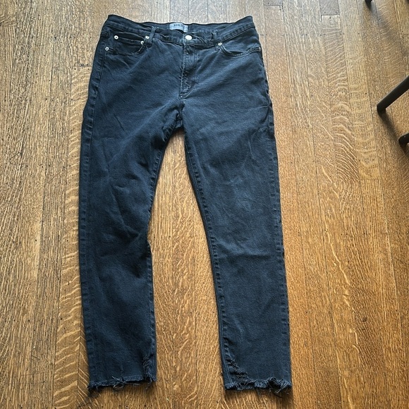 AGOLDE Toni raw Hem Slim Straight Mid Rise Jean Feral Black 30 - Picture 8 of 11